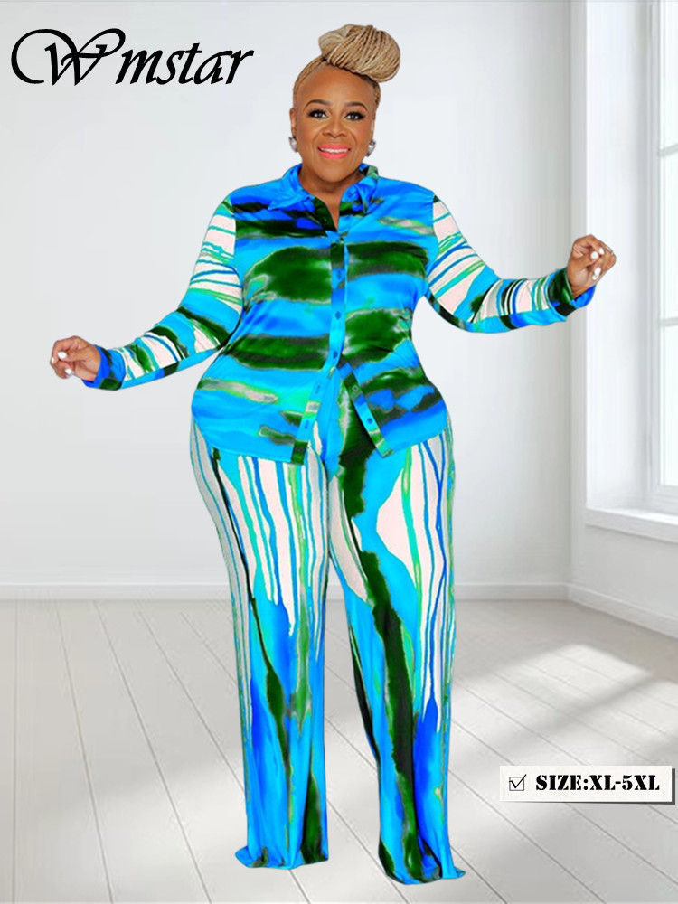 Tie Dye Two Piece - Wmstar artı boyutu iki parçalı kıyafetler