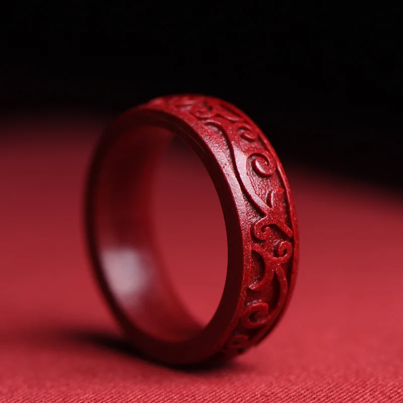 Women Fashion Rings - Doğal otantik Cinnabar yüzük hediye kız