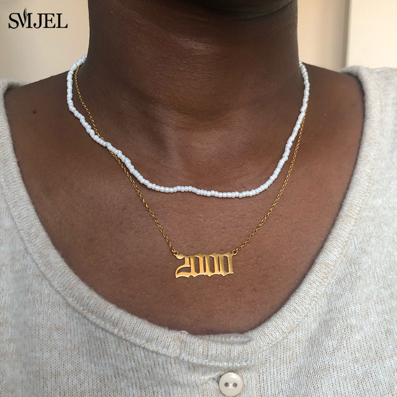 Women'S Fashion Year 2000 - Kişilik Doğum Yılı Numarası Kolyeler Kadınlar