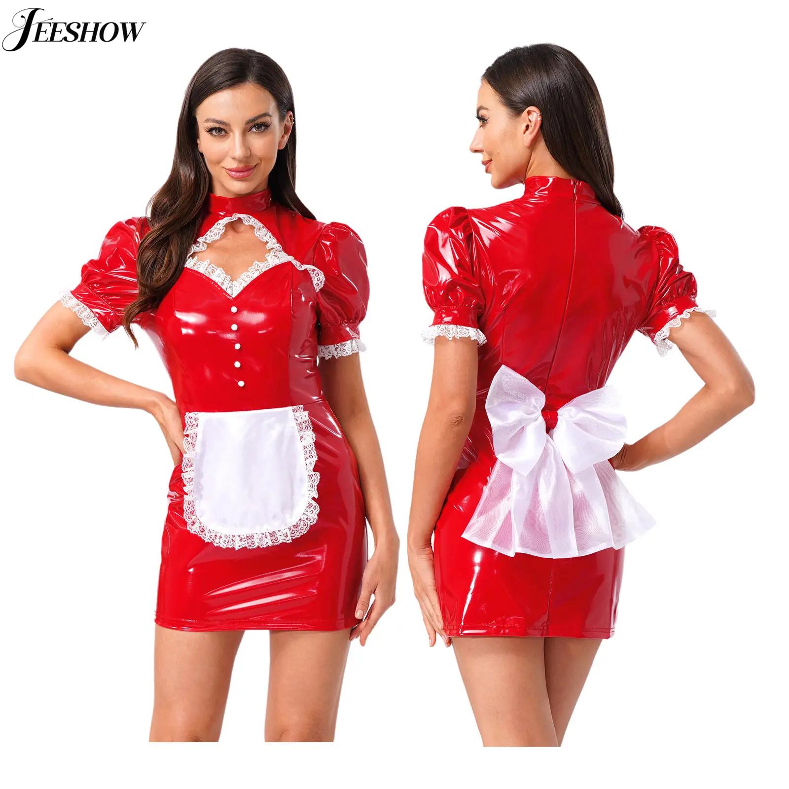 Bodycon Dress Women - Bayan fransız hizmetçi kostümü rugan dantel