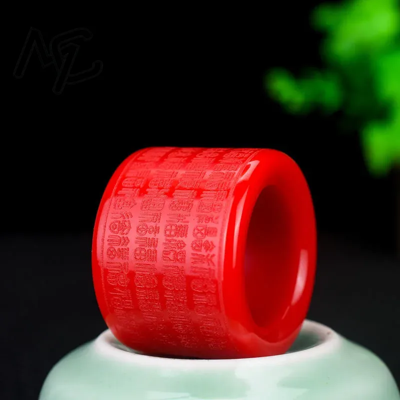 Women Fashion Rings - Doğal kırmızı yeşim yüzük kalp meridyen