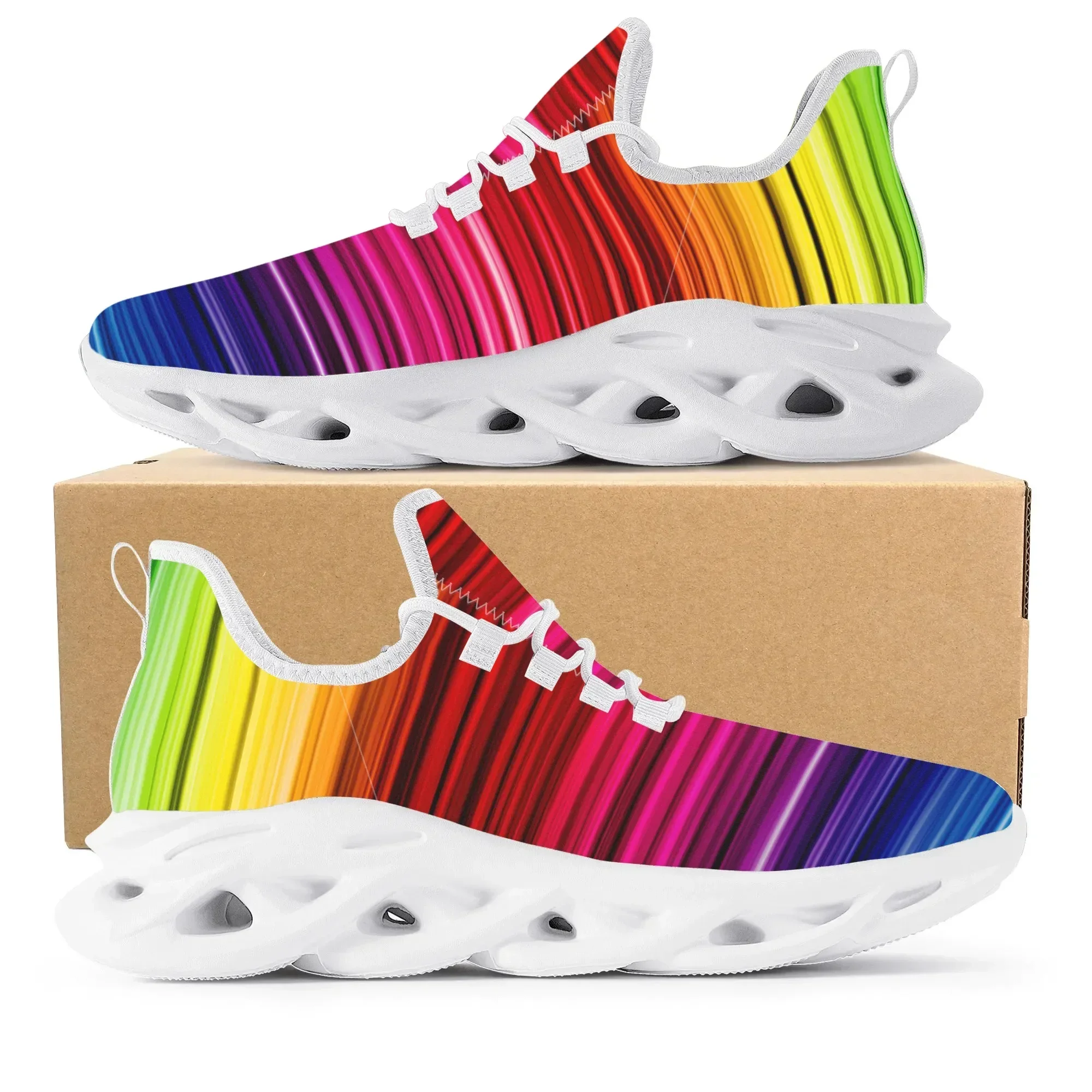 Women'S Fashion Running Shoes - Renkli Gökkuşağı Tasarım Moda Sıcak Spor