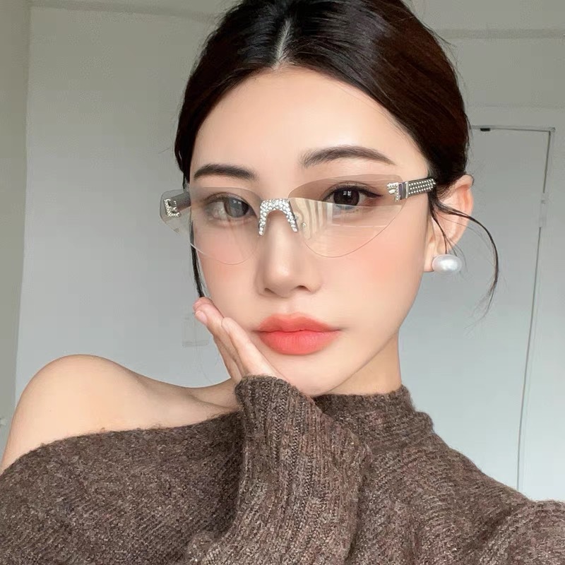 Women'S Fashion Reading Glasses - Kadın Seksi Kedi Gözü Çerçevesiz Rhinestone