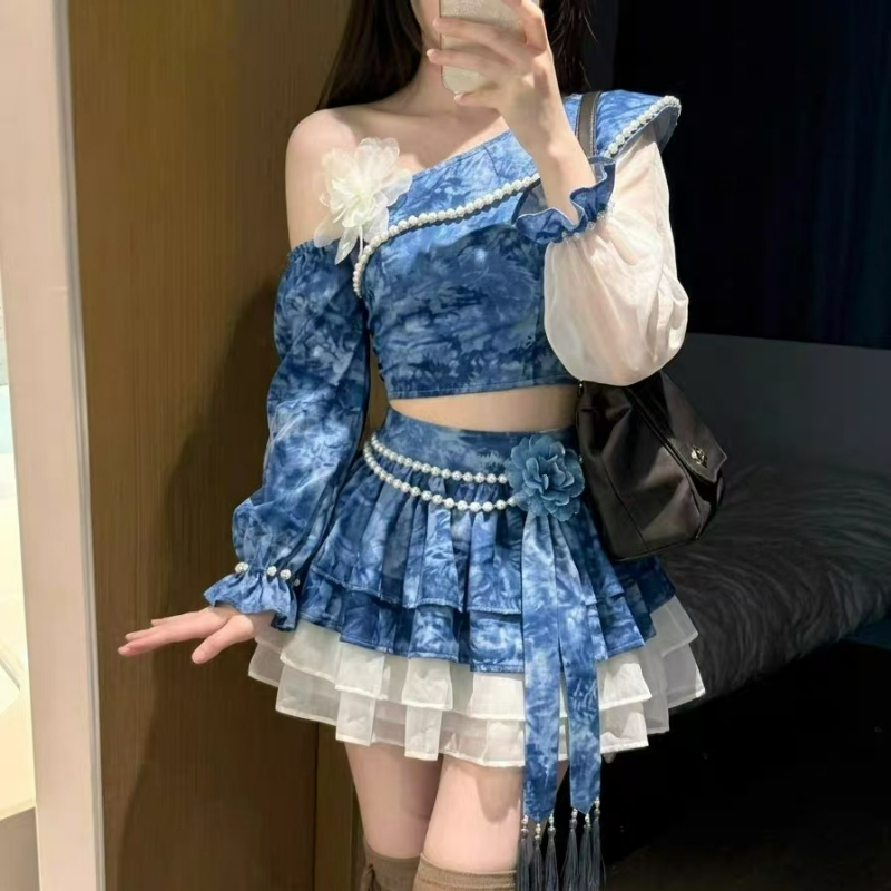 Asymmetric Top Women - Japon Tarzı Vintage Zarif Lolita Etek