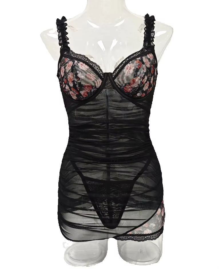 Bodycon Dress Women - Kadın Dantel İç Giyim Elbisesi Fırfırlı