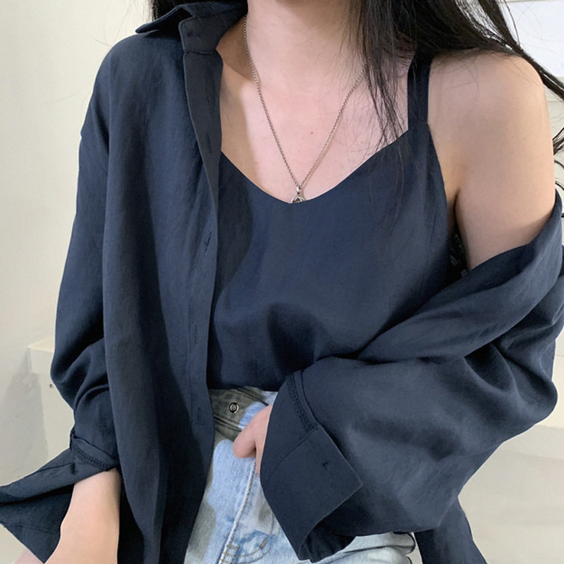 Women'S Young Fashion - Retro Basit Renkli Gömlek Askılı Üst