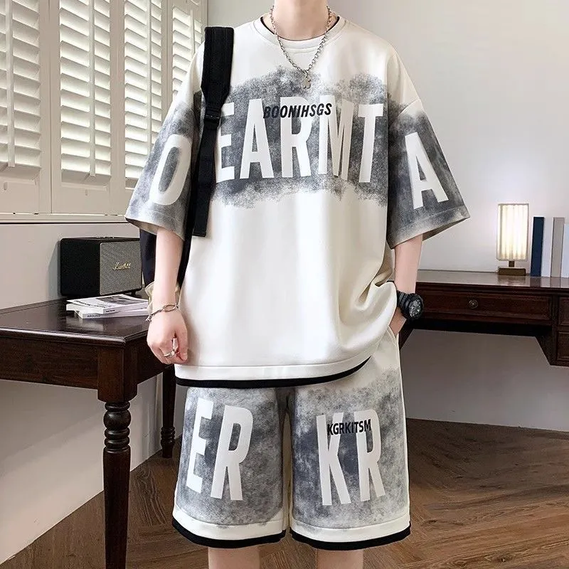 Tie Dye Two Piece - Erkekler Tie Dye Harfli Baskılı İki