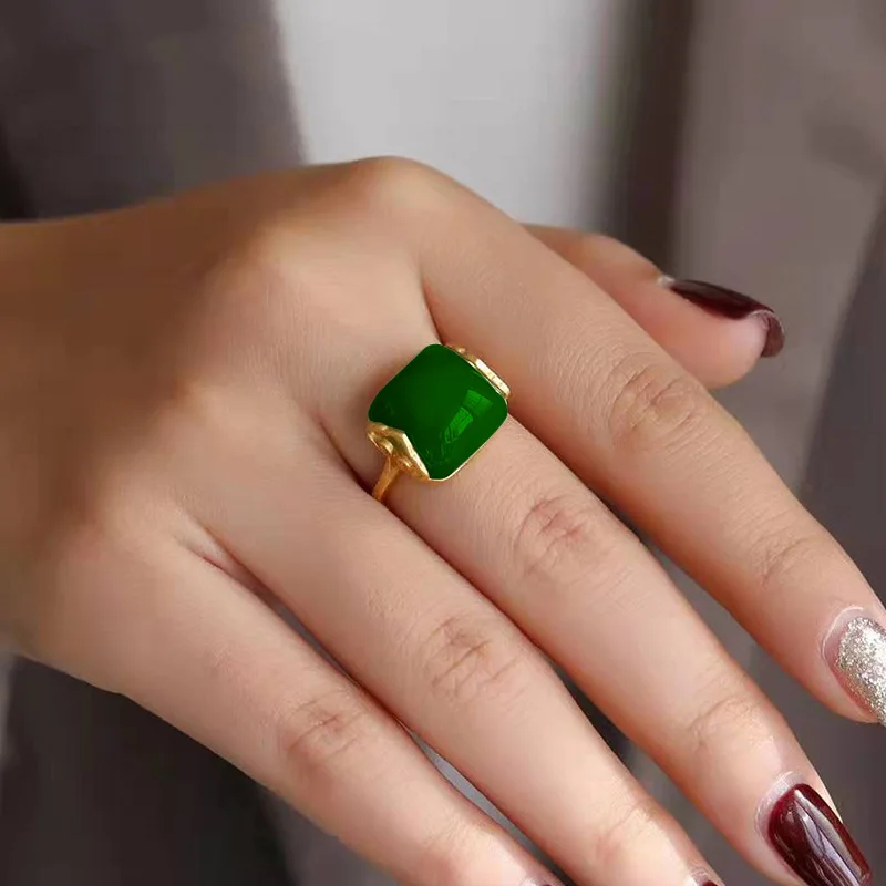 Women Fashion Rings - Doğal Hetian Yeşim Yüzük Moda Takı