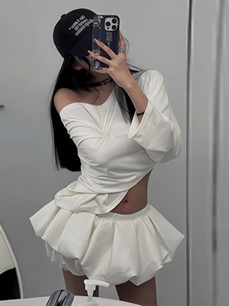 2025Harajuku Moda Tasarımı Rah - Asymmetric Top Women incelemesi ve fiyatı