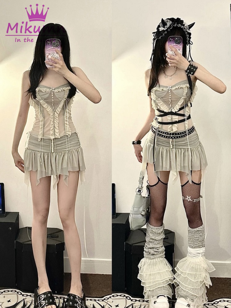 Y2k iki parçalı Set kıyafet es - Asymmetric Top Women incelemesi ve fiyatı